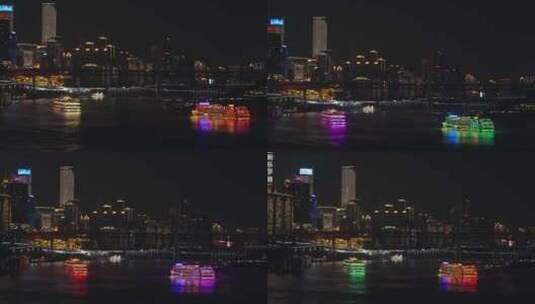 重庆夜景游船高清在线视频素材下载