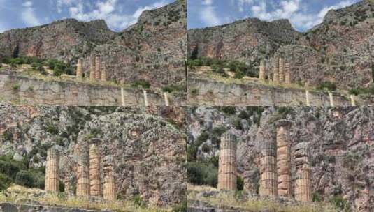 希腊德尔菲建筑古迹特写镜头高清在线视频素材下载