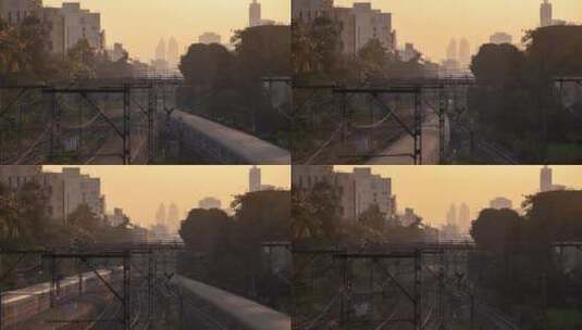孟买当地火车的延时高清在线视频素材下载