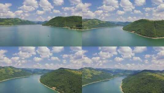 塞尔维亚美丽的人造山湖兹拉塔尔的鸟瞰图高清在线视频素材下载