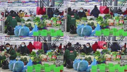 农村大集菜市场农贸大厅高清在线视频素材下载