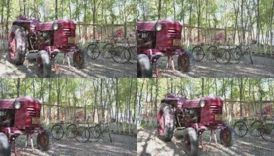 六七十年代东方红拖拉机 二八大扛自行车高清在线视频素材下载