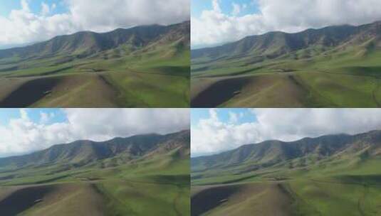 新疆草甸草地草原高山蓝天白云云朵高清在线视频素材下载