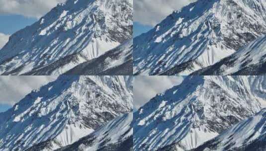 航拍西藏昌都然乌湖旁的雪山高清在线视频素材下载
