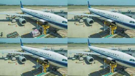 机场货物装卸延时摄影高清在线视频素材下载