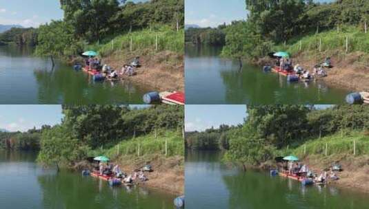 安庆花亭湖钓鱼比赛航拍3高清在线视频素材下载