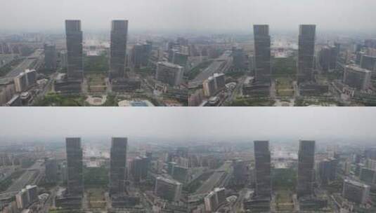 航拍河南郑州绿地双子塔高清在线视频素材下载