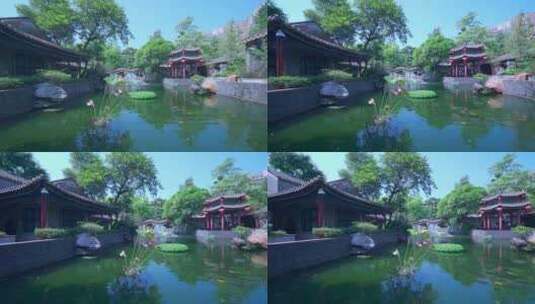 佛山顺德清晖园传统中式建筑与岭南园林水景高清在线视频素材下载