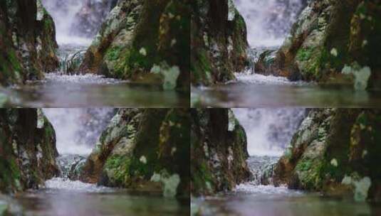 山区自然山泉水瀑布流水升格高清原创空境高清在线视频素材下载
