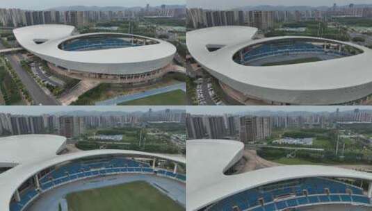 航拍江苏南京青奥体育公园体育场高清在线视频素材下载