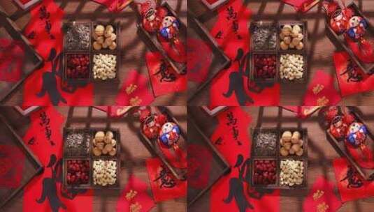 新春 春节 过年准备的年货 坚果高清在线视频素材下载