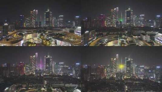 广州珠江新城夜景航拍高清在线视频素材下载