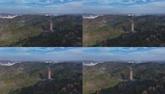 新昌大佛寺栖光净寺航拍高清在线视频素材下载