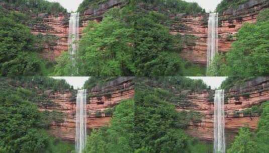丹霞地貌的瀑布高清在线视频素材下载