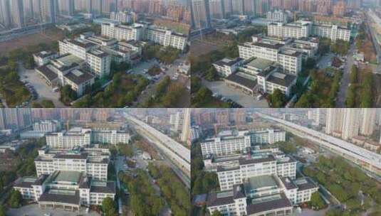 杭州富阳骨科医院风光航拍高清在线视频素材下载