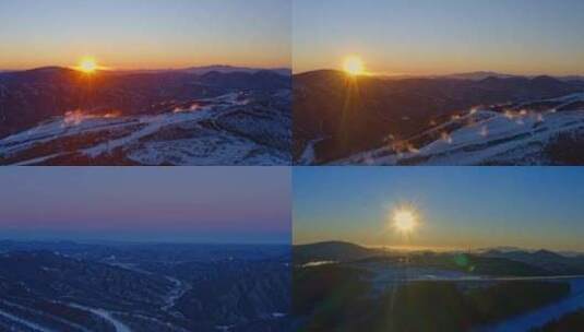 清晨航拍崇礼滑雪场高清在线视频素材下载