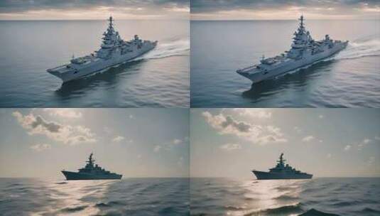 军舰在海上航行高清在线视频素材下载