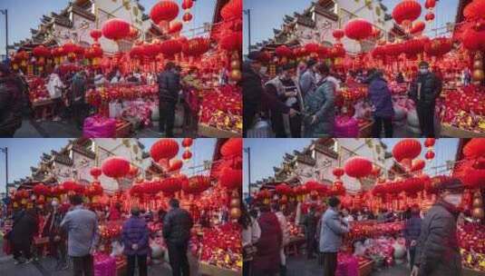 合肥城隍庙2024年龙年春节喜庆装饰年味过年高清在线视频素材下载