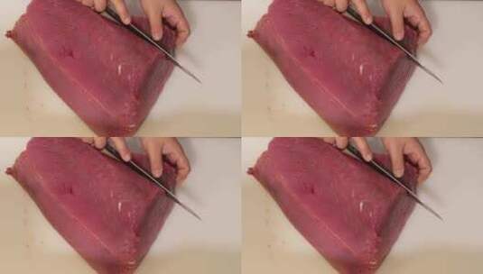 新鲜肉类切割高清在线视频素材下载