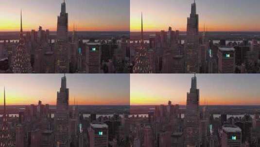 城市航拍纽约曼哈顿范德比特一号摩天大楼高清在线视频素材下载