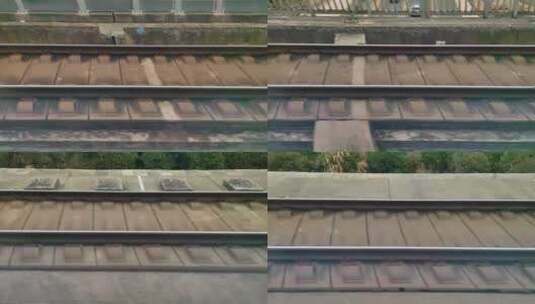 火车动车高铁行驶轨道铁轨特写视频素材高清在线视频素材下载