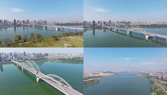 吉安井冈山大桥 吉安大桥航拍高清在线视频素材下载