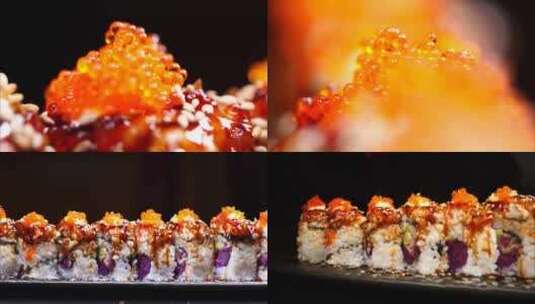 美食高清视频鳗鱼寿司装盘展示高清视频高清在线视频素材下载
