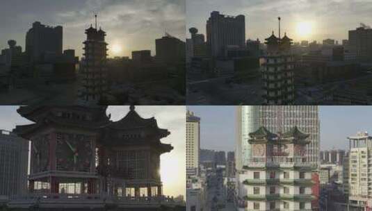 郑州二七纪念塔早晨高清在线视频素材下载