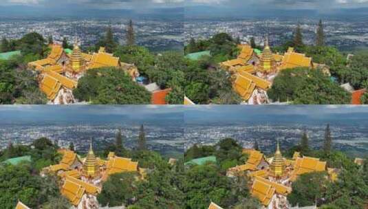 泰国清迈素贴山双龙寺航拍城市风光高清在线视频素材下载