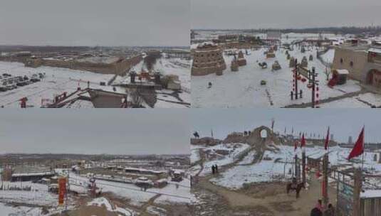 镇北堡影视城雪景01高清在线视频素材下载