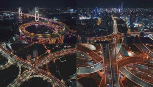 城市夜晚车流 车水马龙高架桥高清在线视频素材下载
