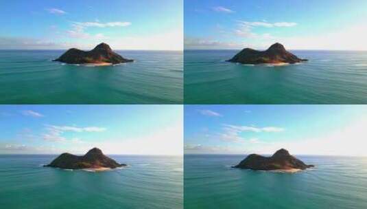 美国夏威夷瓦胡岛迎风海岸的莫库鲁阿岛。宽高清在线视频素材下载