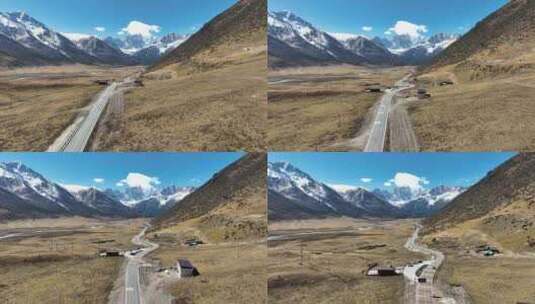 川藏北线国道317航拍高清在线视频素材下载
