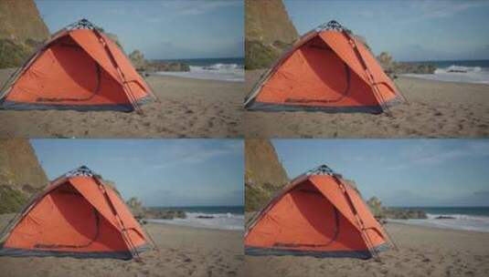 海滩上的帐篷高清在线视频素材下载