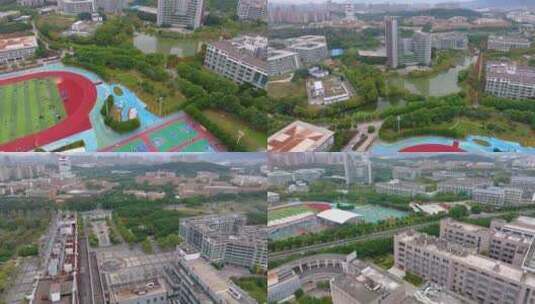 福州福建江夏学院大学城校区航拍校园风景风高清在线视频素材下载