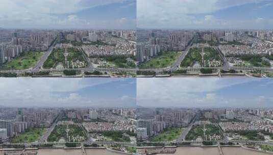 广东汕头城市绿化开放广场航拍高清在线视频素材下载