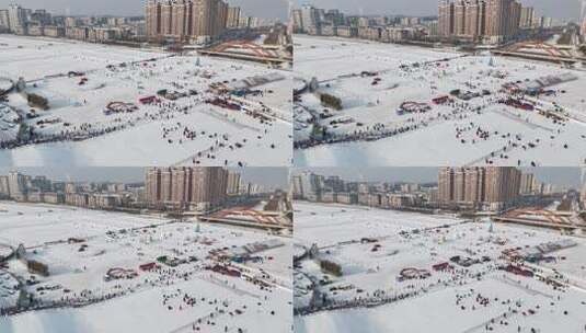 城市冰雪乐园 人群延时高清在线视频素材下载