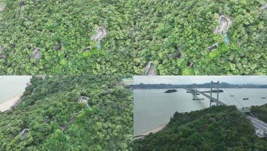 东莞虎门靖远炮台航拍南山炮台历史景观古迹高清在线视频素材下载