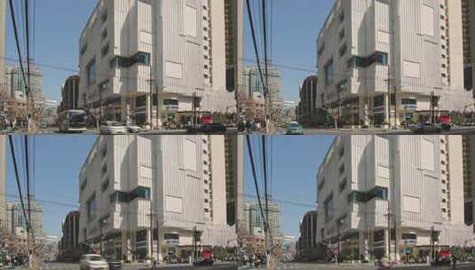 上海书城福州路城市街道街景车流人流慢门高清在线视频素材下载