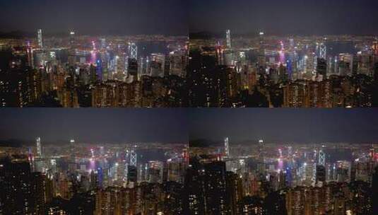 香港 维多利亚港夜景航拍高清在线视频素材下载