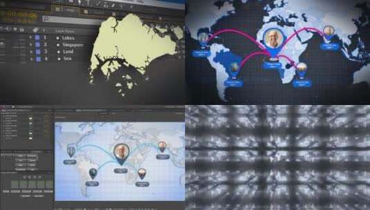 新加坡动画地图头像路线展示AE模板高清AE视频素材下载