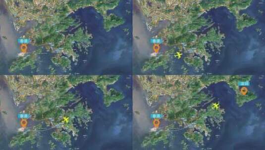 4K飞机航线一带一路地图科技感区位图高清AE视频素材下载