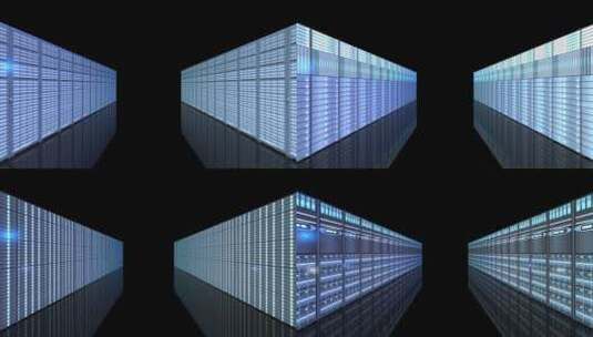 数据处理数字中心大数据4款服务器穿梭高清AE视频素材下载