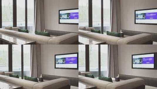 酒店客厅沙发和电视高清在线视频素材下载