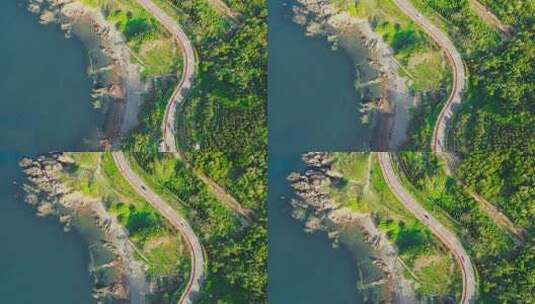 4k 航拍青岛西海岸东环岛海岛公路高清在线视频素材下载