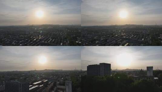 淄博清晨航拍空镜高清在线视频素材下载