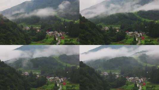 延时摄像山间的乡村高清在线视频素材下载