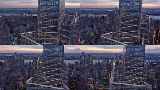 城市航拍范德比尔特一号纽约摩天大楼夜景高清在线视频素材下载