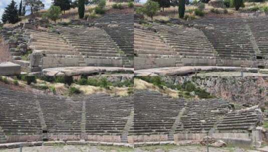 希腊德尔菲露天剧场古迹高清在线视频素材下载