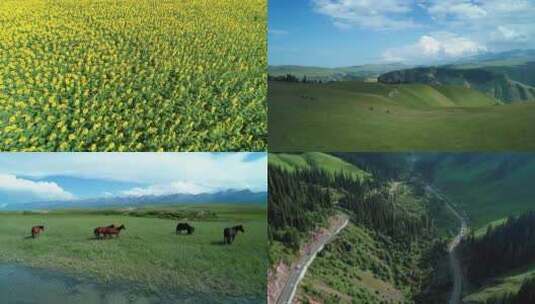 航拍新疆自然风景合辑高清在线视频素材下载